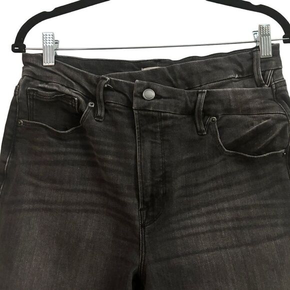 Good American Criss Crossed Waist High Rise Stretch Jeans Charcoal Black Size 30 - Picture 2 of 6